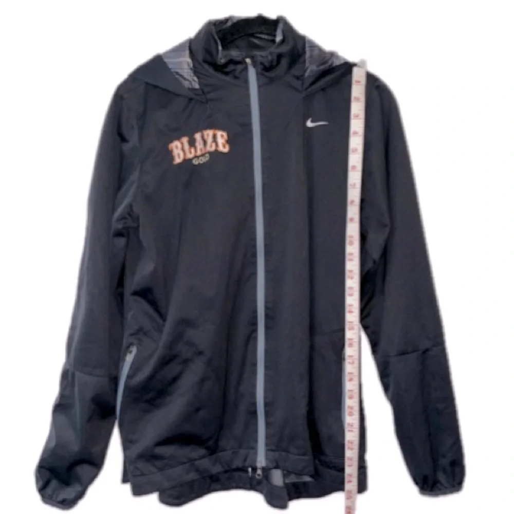 Nike Windproof Jacket Women L Black Texas Blaze Softball Plaid Lining Hood